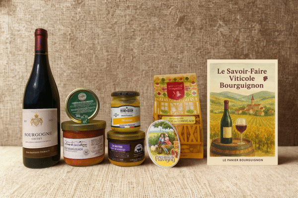 Panier d&eacute;couverte avec vin